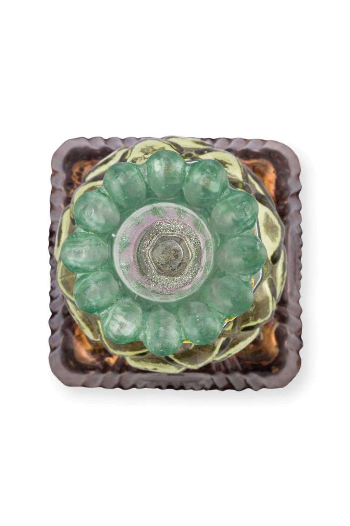 Candle Holder Glass Beads Green 28cm