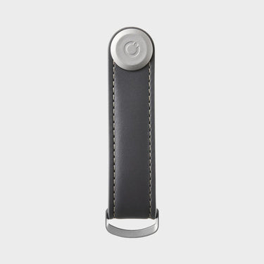 Key Organizer Leather - Charcoal with Grey Stitching