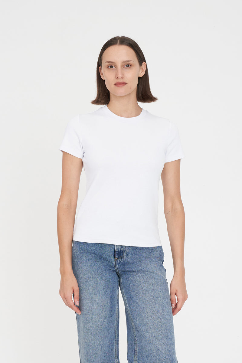 Slim Rib Tee/3ball - White