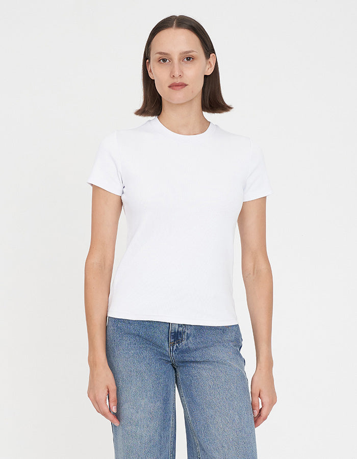 Slim Rib Tee/3ball - White