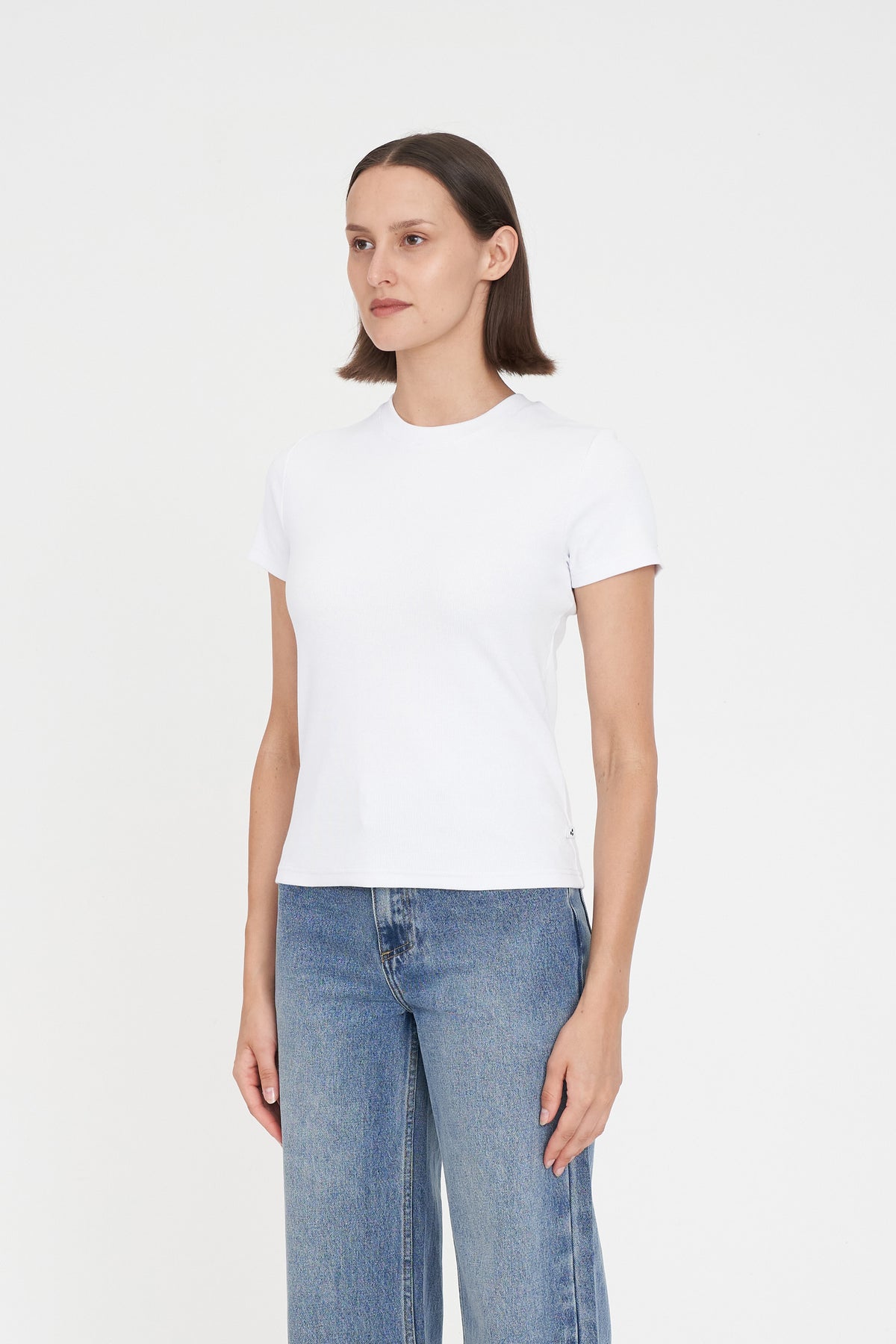 Slim Rib Tee/3ball - White