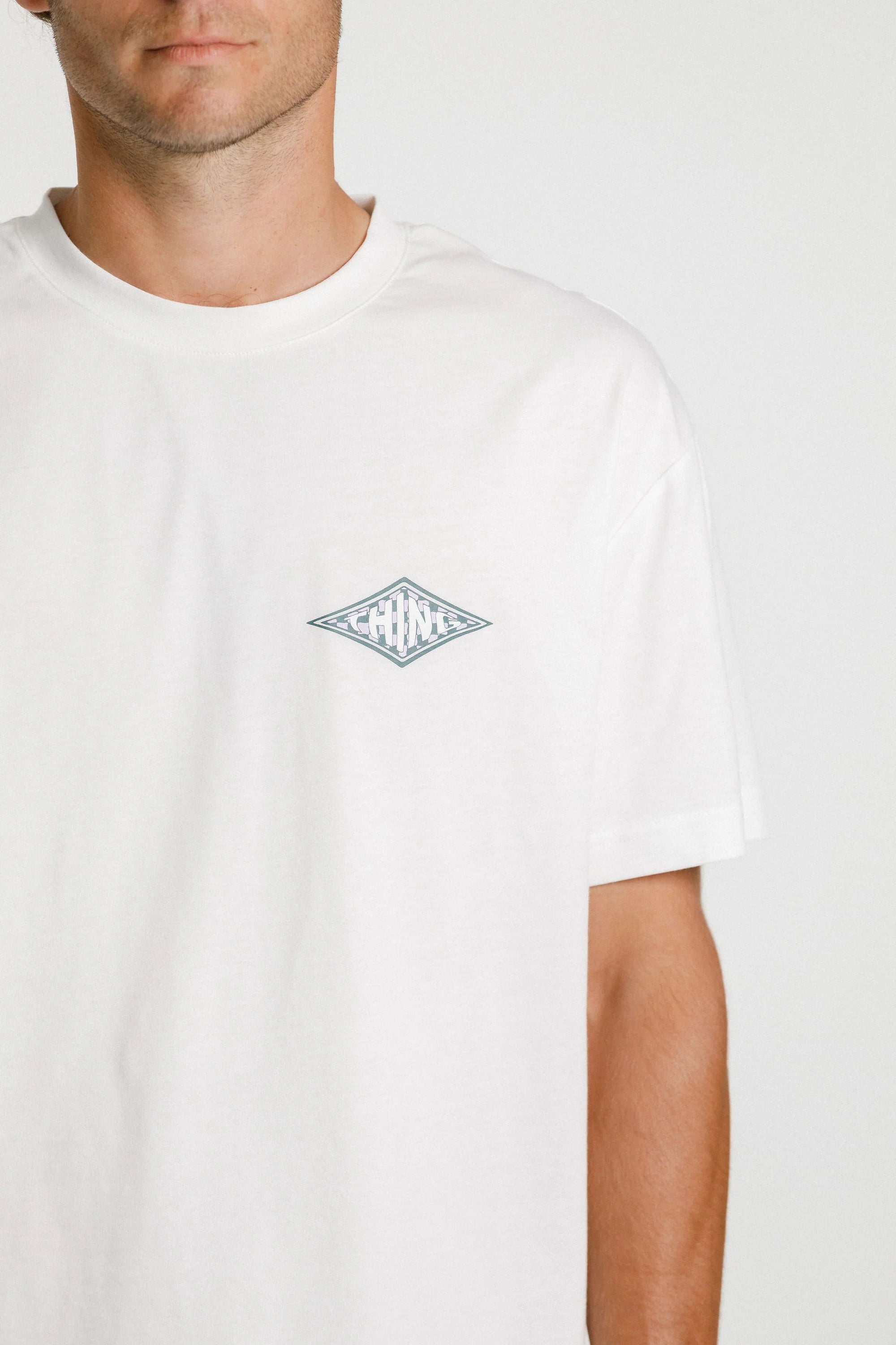 Ample Tee - Unbleached with Diamond Print