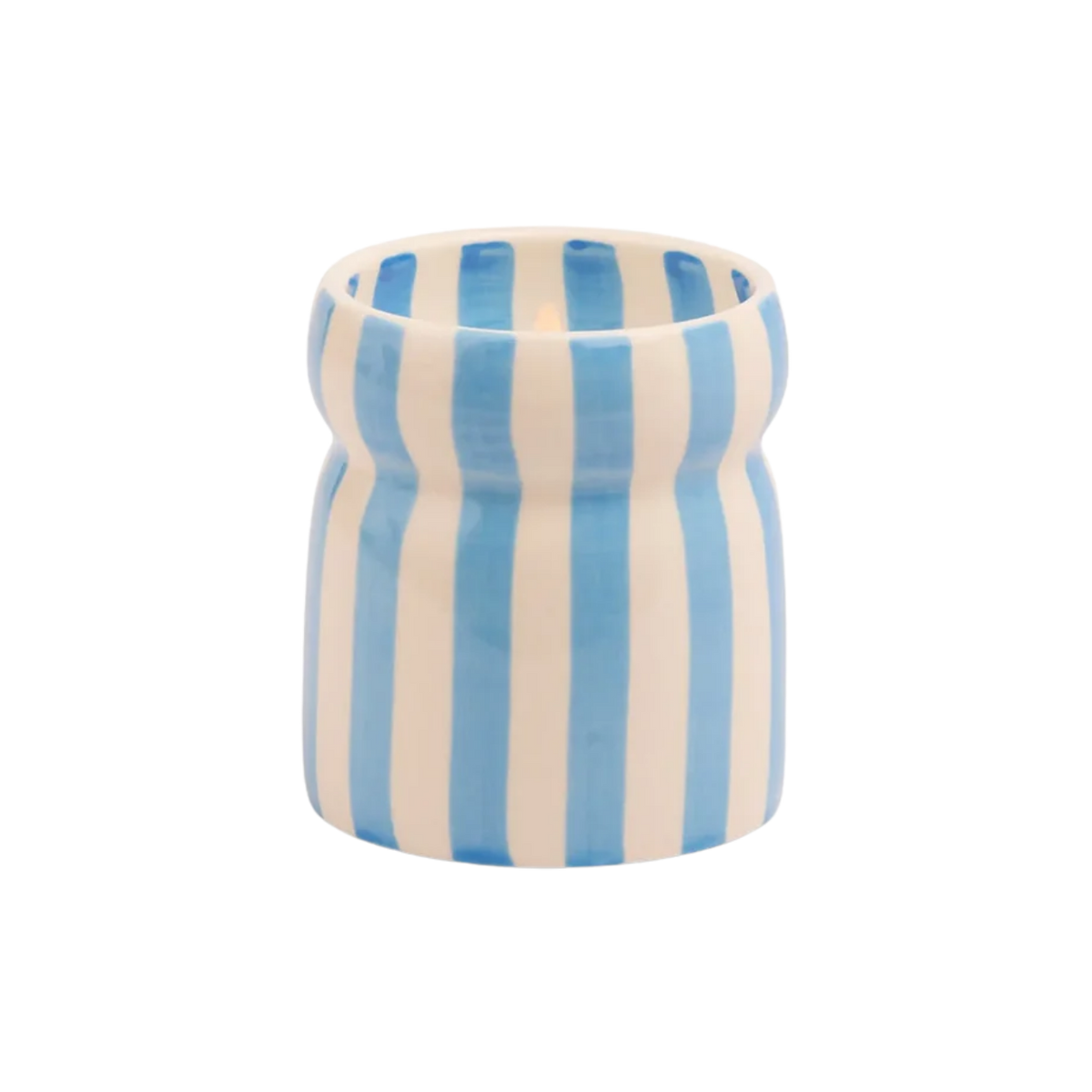 Cabana Blue Striped Ceramic Candle - Lost At Sea 184g